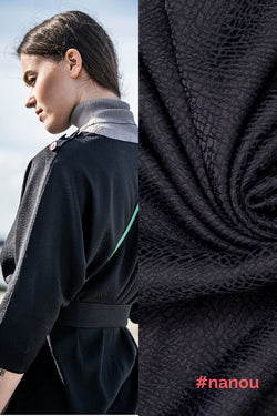 Tissu Fibre Mood Nanou jacquard motif noir 130 x 10 cm (9068-02)