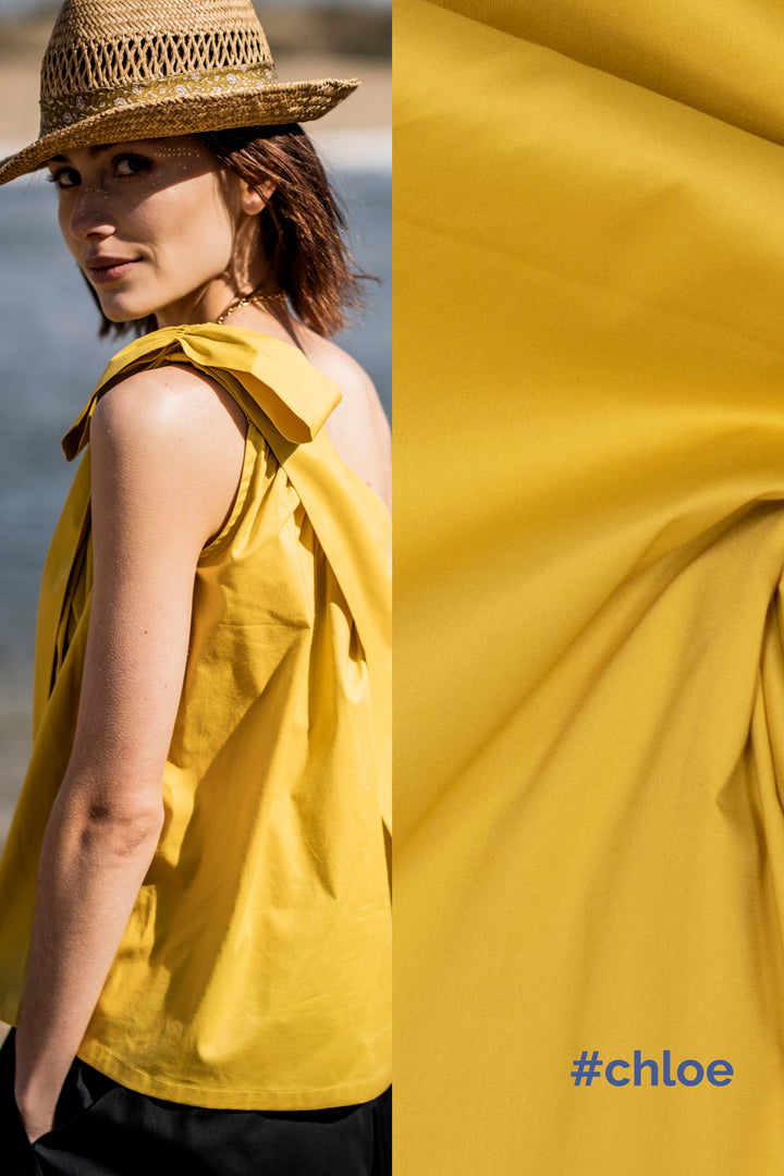Tissu Fibre Mood Mae / Chloe popeline stretch jaune, 145 x 10 cm (9029-03)