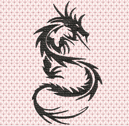 Dragon (tatoo), motif broderie machine