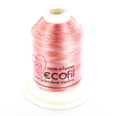 Fil broderie machine - ECOfil bicolore rose blanc 3014