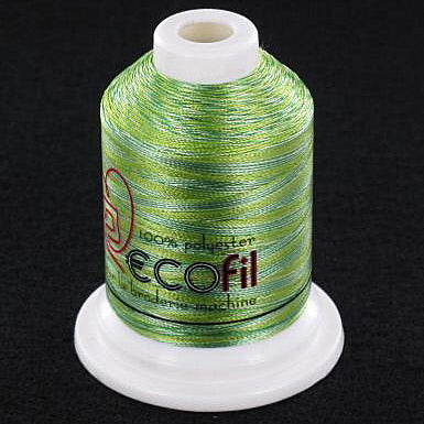 Fil broderie machine - ECOfil tricolore vert-vert clair et blanc 3002