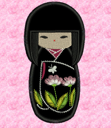 Kokeshi-2, collection de 5 motifs appliqués