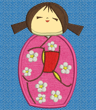 Kokeshi-1, collection de 5 motifs appliqués