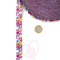 Ruban tissé 18mm “motifs vintage hippie” - 100% Polyester