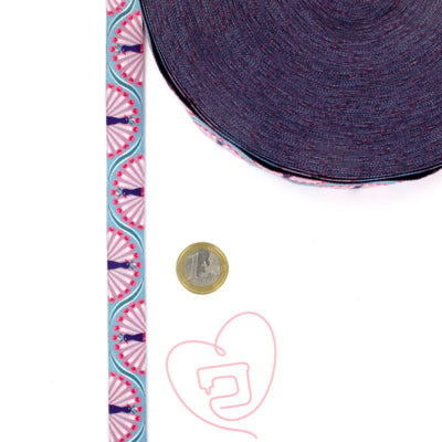 Ruban tissé 18mm “motifs les paons” - 100% Polyester