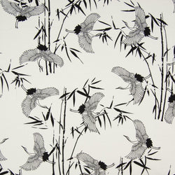 Tissu viscose grues blanc, 145 x 10 cm